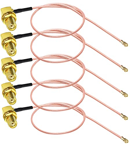TUOLNK IPX SMA Koaxialkabel SMA Buchse Rechtwinklig zu U.FL UFL IPX RF Koaxial RG178 Pigtail Kabel für WiFi Router Antenne Mini PCI SMA Elbow Bulkhead Low Loss Extender Kabel 12inch (30cm) 5er Pack