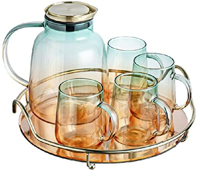 Caraffa per Acqua refrigerante Gradiente Colore VETRO ACQUA ACQUA CAPPA TAPPA INSULTATO IN ACCIAIO INOSSIDABILE HOME KUZZA JUICE JAR resistente al calore resistente al calore bicchieri di vetro tazze