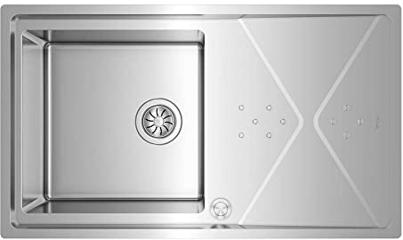 Teka - Fregadero Enrasado o de Sobre Encimera - Doble Posibilidad de Instalación - Mueble 50 cm - Acero Inoxidable - Ref. 115100022