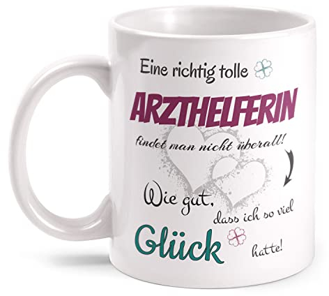 Fashionalarm Tasse Eine richtig tolle Arzthelferin beidseitig Bedruckt mit Spruch & Motiv als Geschenk-Idee für Medizinische Fachangestellte, Weiß 330 ml