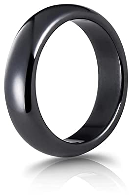 BlackAmazement Hämatit Ring Naturstein Mineral schwarz 6mm abgerundet Damen Herren (68 (21,6))