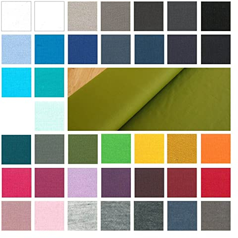 Baumwolljersey Meterware - Jerseystoff - Jersey Uni - Jerseystretch - 38 Farben - Öko-Tex 100 Kl. 1 (Babytauglich) - *** 50 cm x 148 cm ***, Farbe: 077 moos