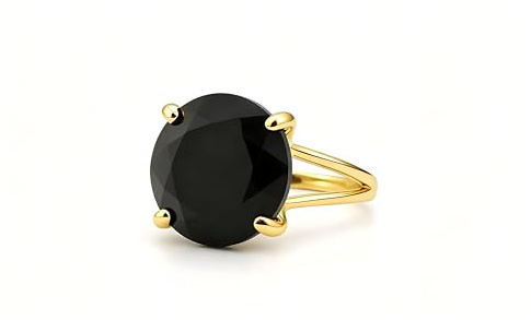 ANEMONE JEWELRY 16MM Schwarzer Onyx Ring - Bold 14k Gold Ringe für Frauen - Damen Edelsteinringe, Moderinge, Alltagsringe - Maßgeschneiderte Handgefertigte Ringe