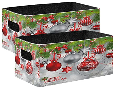 Kcldeci Aufbewahrungskörbe für Weihnachtsbaumkugeln, 2 Stück, faltbare Aufbewahrungskörbe für die Organisation von Schrank, große Aufbewahrungsbox, stabile Organizer-Behälter