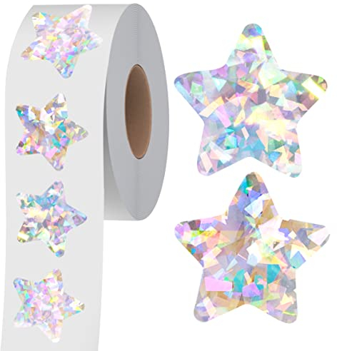 500 silberne Sternaufkleber, selbstklebende metallische Glitzerfolienaufkleber reflektierende Sternaufkleber Belohnung Verhaltensdiagramm Etiketten für Kinder Studenten Lehrer Zubehör