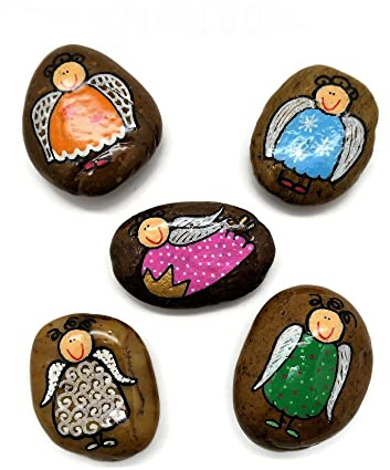 Andys Steinwelt® Schutzengel Geschenk mit Name oder Datum personalisierbar | Handschmeichler incl. Geschenkkarte, Glücksbringer für Prüfung, Mutmacher & Einschulung, Taschenstein Glück, Sorgenfresser