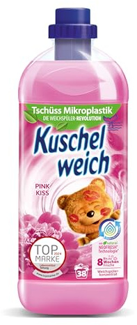 Kuschelweich Weichspüler - 1 l für 38 Wäschen, kuschlig-weich - hautverträglich, mikroplastikfrei - Pink Kiss