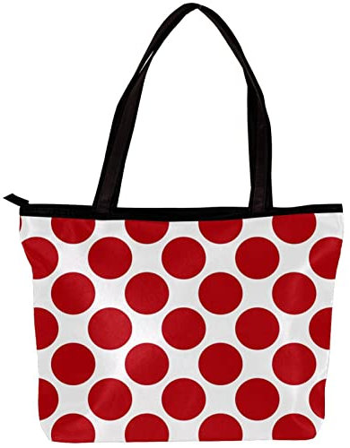 Tragetasche für Damen, Umhängetasche, Handtasche, stilvolle Tragetasche, Handtasche für Damen, gepunktet, Rot / Weiß, Mehrfarbig