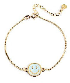 SINGULARU - Smiley Sky Enamel Armband. Messing mit 18 Kt Vergoldeter Beschichtung und Emaille. Schmuck für Damen.
