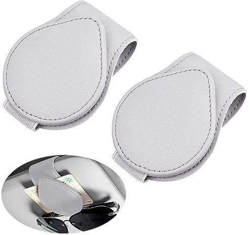 LightBeacon Brillenhalter für Auto,2 Stück Auto Sonnenbrillen Clip,Brillenhalter für Auto Sonnenblende,Magnetische Adsorption Sonnenblende,Sonnenbrillenhalter für Ticket Karten Brillen (Grau)