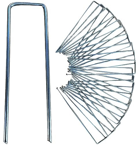 Peggi - Weed Membrane Pegs for Small Netting Chicken Wire Artificial Grass Garden 20 Pack 4/100mm Φ3mm Galvanised Steel Landscape Staples, Strong U-Shaped Ground Pins