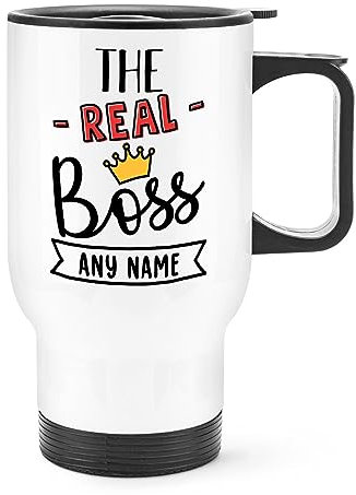 Personalised The Real Boss Travel Mug Cup with Handle