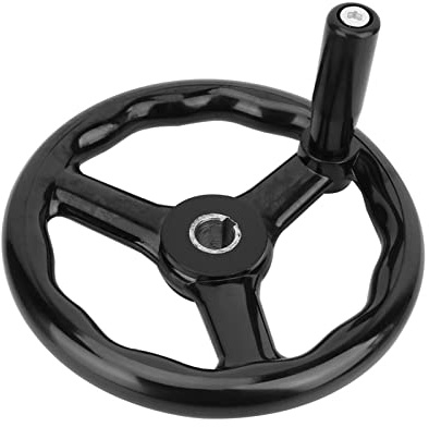Großes Handrad für Automatisierte Industrie, 200 X 18 Mm, Blacki Slip 3-Speichen-Drehmaschinen-Handrad mit Griff für Werkzeug, Große Metall-Handradknöpfe, Handräder