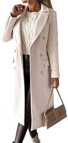 IDEALSANXUN Trench Coat Women Winter Coats for Women 2026 Winter Clothing Fall Clothes Long Wool Coat Jackets, Beige, L