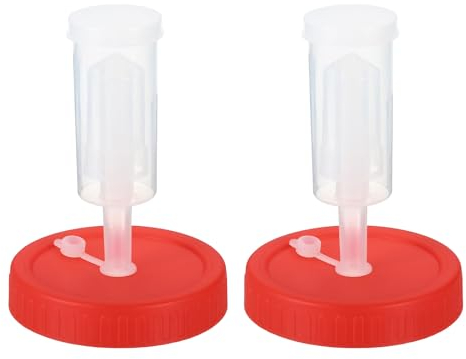 PATIKIL Fermentation Kit, 2 Mason Jars Fermenting Lids with 2 Airlocks for Fermenting Wide Mouth Mason Jar, Red