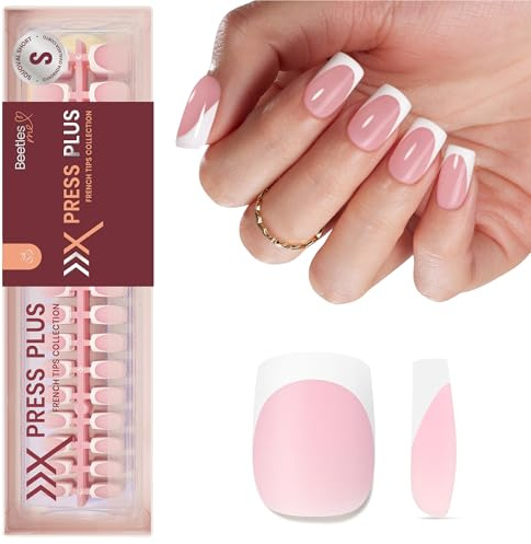 Beetles Press French Tip Nagelspitzen 224 Stück kurze quadratische Rosa