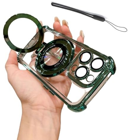 Airbag Anti-Fall for iPhone Case with Invisible Ring Stand, Four Corners Air Cushion Anti Drop Cell Phone Case, Translucent Magnetic for iPhone 15 14 13 12 Pro Max (Color 12,for 14Pro Max)