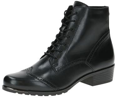 CAPRICE Damen Stiefeletten zum Schnüren aus Leder mit Blockabsatz, Schwarz (Black Nappa), 38 EU