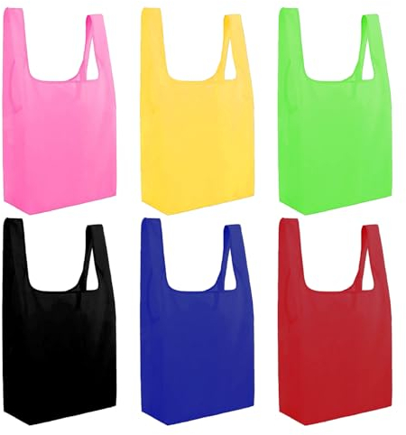 Cosymate Wiederverwendbare Einkaufstaschen, waschbar, faltbar, Nylon, umweltfreundlich, große Einkaufstaschen für den täglichen Gebrauch, Einkaufen, Haushalt, Reisen, Outdoor, Camping, Aufbewahrung, 6