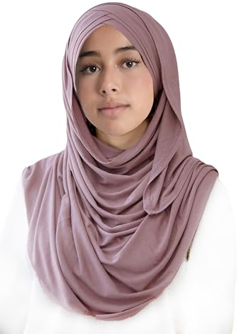 Lina & Lily Modal Jersey Instant Hijab Kopftuch mit Criss Cross (Staubiges Rosa)