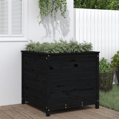 Hochbeet Balkon Gewächshaus Balkon Blumenbeet Pflanzkübel Schwarz 82,5x82,5x78 cm Massivholz Kieferfür Garten, Balkon & Terrasse