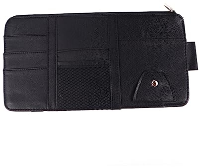DRESSOOS Organizer Flexible Microphone Sun Visor for Interior Accessories Sunshades for Car Storage Container for Auto Car Gadget Name Card Holder Cars Pu Leather Storage Bag Cell Phone