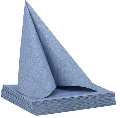 100% Mosel Servietten, 20 Stück (33 x 33 cm), in Rauchblau, edle Tischdeko für Hochzeit, Kommunion, Konfirmation, Taufe & Geburtstag