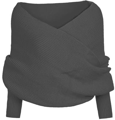 Generisch Weihnachtspullover Ärmelschal Winter Warm Gestrickt Schals Umhang Einfarbig Wrap Schal Shawl Cape Strickschals Elastizität Mode Pulloverschal Freizeit Sweater Scarf Mit Ärmeln