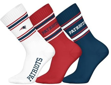 NFL Patriots 3pk Crew Socks - WHT/RED/BLU - 43/46