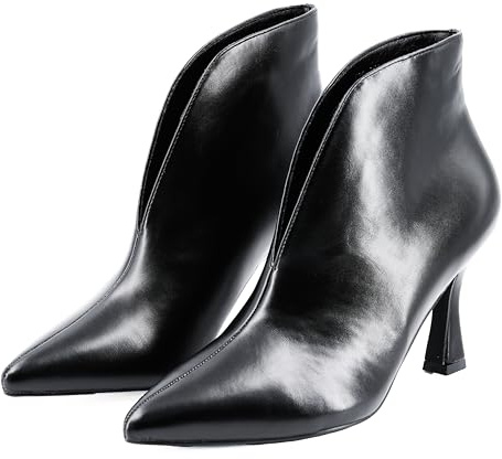 JOMIX Stivaletti Donna Stivali a Punta con Tacco a Spillo Stivali con Tacco Alto Stivaletti in Pelle Stivaletti Eleganti Alla Moda AX2160（Nero,41）