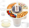 MOSTFUN Snack Tray with Lid for Stanley Cup 40oz, Reusable Snack Bowl with 4 Compartments, Stanley Cup Accessories with Boot and Straw Cover for Candy Popcorn Car Movie Theater (Beige)