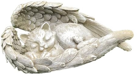 TenaLucy Katze Hund Engel Haustier Denkmal,Katze Engel Gedenkstein Haustier Denkmal Grab Marker Tribut Statue Deko Gedenken Tier Garten Statue mit Flügeln Katzen Hunde Gedenkstein,Polyresin (Hund)