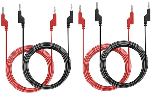 IGNPION 4pcs 2paires 4mm Câble de test en silicone souple banane à fiche banane pour multimètre longueur de 3M,1000V/15A