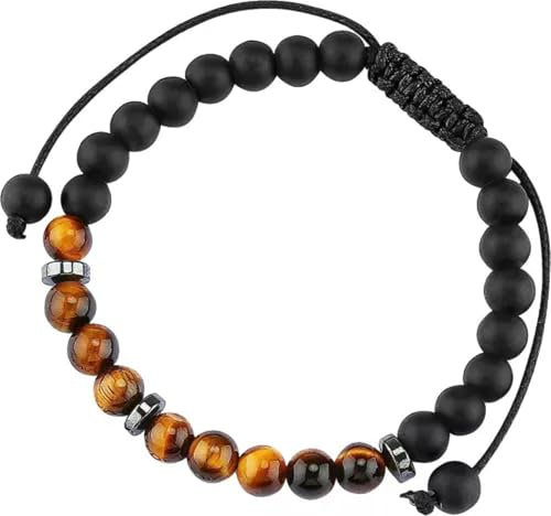 Dreifach-Schutz-Armband Morse Code Tigerauge Obsidian Hämatit Armbänder Geschenk-zurück