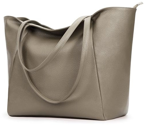 KALIDI Handtasche Damen Shopper Tasche Tote Bag PU Leder Große Schultertasche mit Reißverschluss für Arbeit,Einkauf，Schule