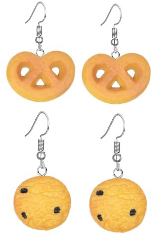 GWAWG Keks Ohrringe, 2er Set Lustige Ohrringe mit Realistischem Cookie Design, Perfekt für Krümelmonster Kostüm Damen, Karneval Kostüm Damen Lustig Halloween, Krümelmonster Accessoires