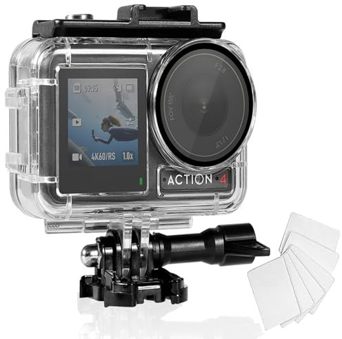 60M196FTUnderwater Waterproof Dive Case Compatible for DJI Osmo Action5 pro/Action4/Action3, Protective Case Shell Accessories Invisible Dive Case for Osmo Action 5 pro/4/3