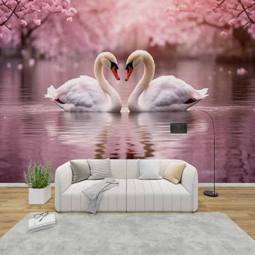 PaxGloz Fototapete Schwan Tapete Romantik Tapeten Vliestapete Modern Wandtapete Wohnzimmer Schlafzimmer Kinderzimmer Wanddeko Motivtapeten 500 x 280 cm (B x H)