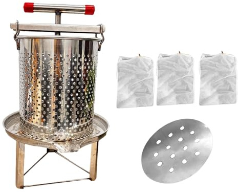 Baoblaze Honigschleuder, Obstweinpresse, stabile Basis, manueller multifunktionaler Brecher, Weinherstellung für Vinasse, Waben, Trauben, 3 Filtersiebe