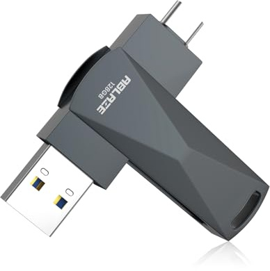 ABLAZE 128 GB USB C Stick Dual USB 3.0 Typ C Speicherstick (Dunkelgrau) | Für i-Phone 16/15, Android, Mac und PC. Schnelle Datenübertragung für Arbeit, Studium, Reisen und Datensicherung.
