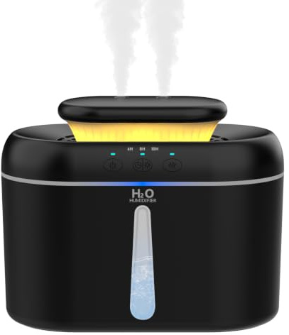 Luftbefeuchter Schlafzimmer 2 L,Top-Fill Humidifier für große Räume Zuhause | 20 dB Leiser Raumbefeuchter für Kinderzimmer, Pflanzen, Mit Timer für automatische Abschaltung und Nachtlicht (Schwarz)