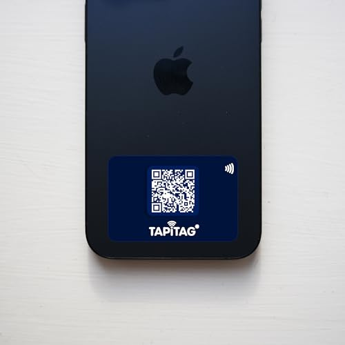 TAPiTAG Mini NFC Digital Business Card Sticker – Tap or Scan Contact Sharing Tag with QR Code – No Subscription – Stick to Phone – Compatible with iPhone & Android (Navy)