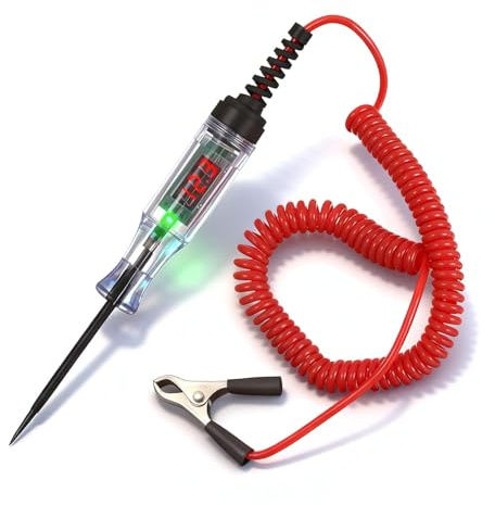 HoxzoDa 3-120V Tester di Tensione Auto Penna Tester Tensione | 12V Test Pen con indicatore LED,Cacciavite Tester Fusibile Auto Lampada Con Morsetto Coccodrillo Per Auto Camion Moto