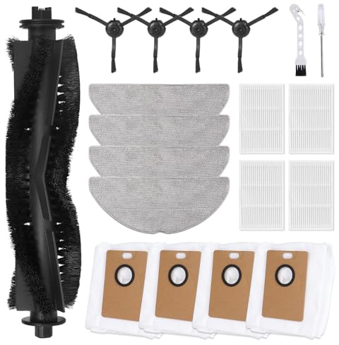 Spofan Accessories Replacement for Tapo RV30 Max Plus, RV20 Max Plus | Robot Vacuum Cleaner, 1 Main Brush, 4 Side Brushes, 4 HEPA Filters, 4 Mop Pads, 4 Dust Bags, 1 Cleaning Brush