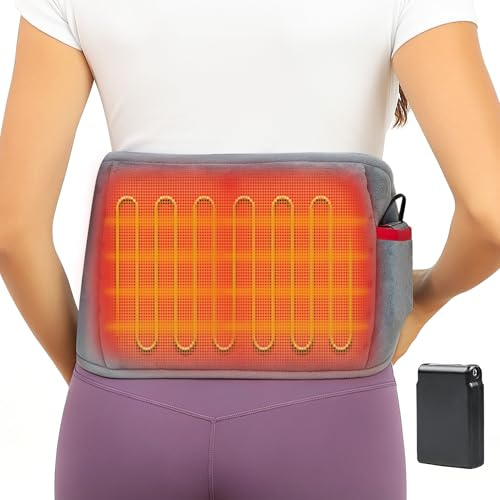 Cordless Heat Pads for Back Pain Relief, Electric Heating Pad with Battery | With 10000mAh Power Bank and 3 Heat Settings for Cramps Relief, Lumbar, Abdomen.Gift for Women Man