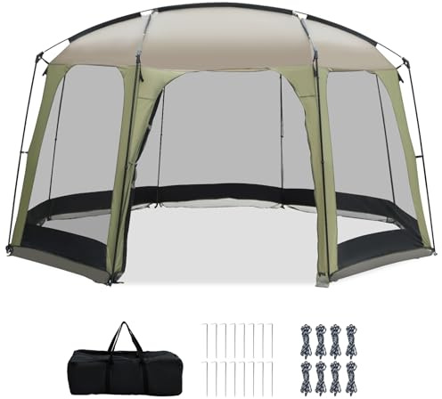 RELAX4LIFE Tente Moustiquaire pour 8 à 10 Personnes, Maille Anti-Insect | 3,8x3,5M Tonnelle de Jardin Extérieur, Porte Zippée, Sac de Transport, Abri Solaire Familial pour Activité Plein Air