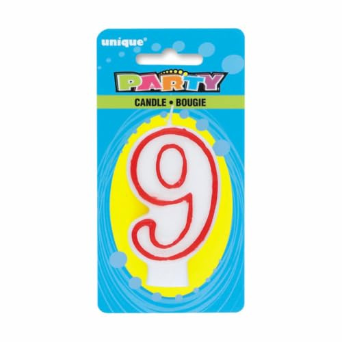 Number 9 Classic Birthday Candle (13cm) 1 Count - Perfect Celebration Candle for Any Events