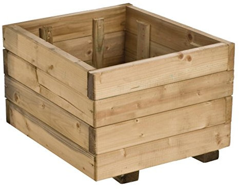 FOREST STYLE - JARDINERA RÚSTICA CUADRADA, MED. 40X40X27 CM. CAPACIDAD 30 L. MADERA TRATAMIENTO AUTOCLAVE - 400