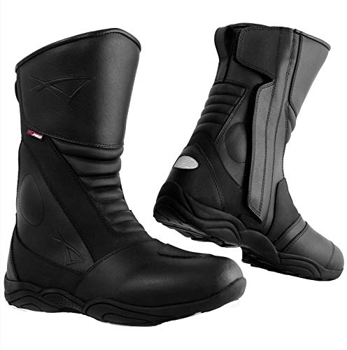 Stivale Pelle Moto Touring Sport Membrana Impermeabile Traspirante Nero 40