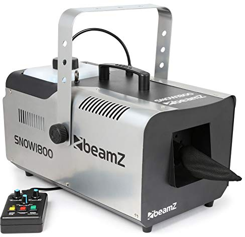 BeamZ SNOW1800 Schneemaschine 1800 Watt Schnee Maschine mit Fernbedienung, Snow Machine, DMX, Timer, Profi Schneekanone Garten, Apres Ski Party Gadget, Winter Simulation